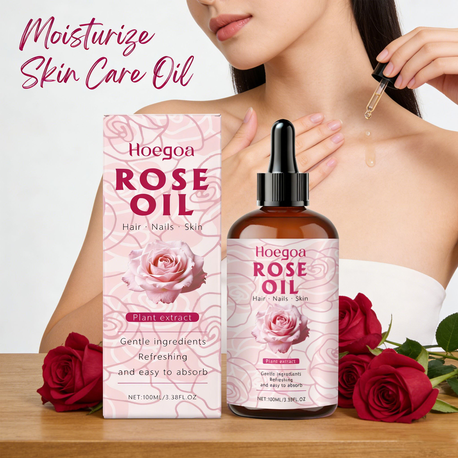 Split End Repair Serum - Rose Essential Oil for Hair Frizzy