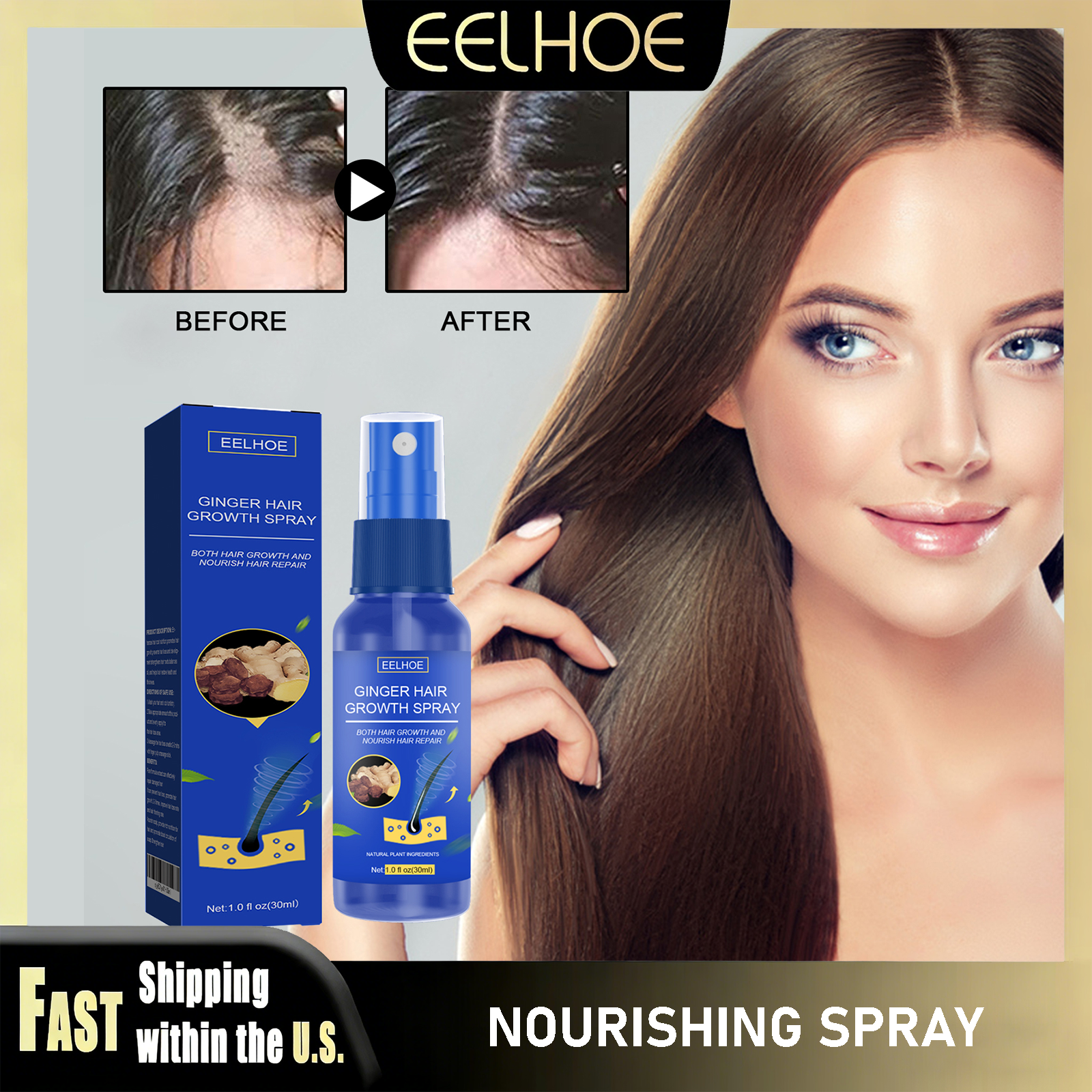 Hair Care For Hair Fall - EELHOE Ginger Hair Care Serum Spray
