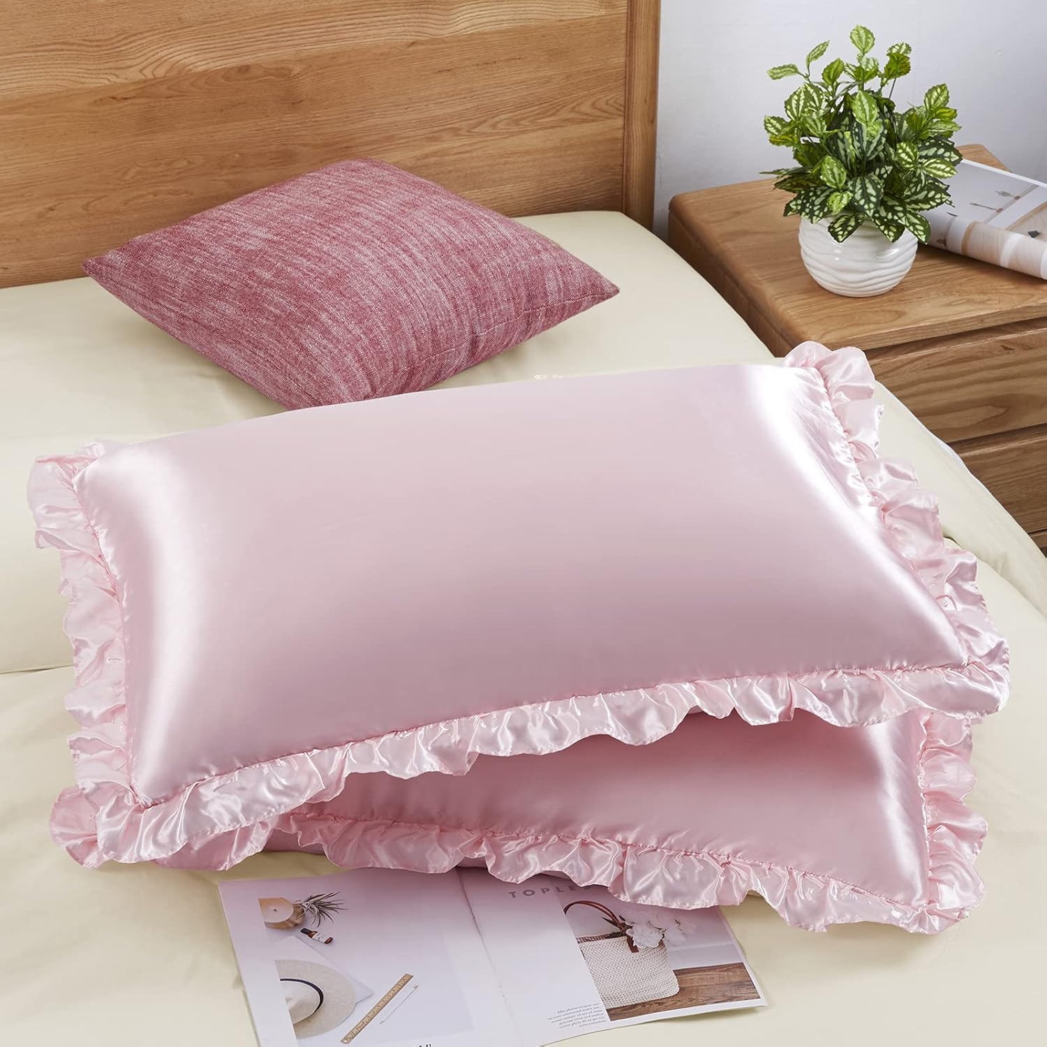 2Pcs Satin Ruffled Pillow Case - Satin Pillowcase Silk recensione e prezzo