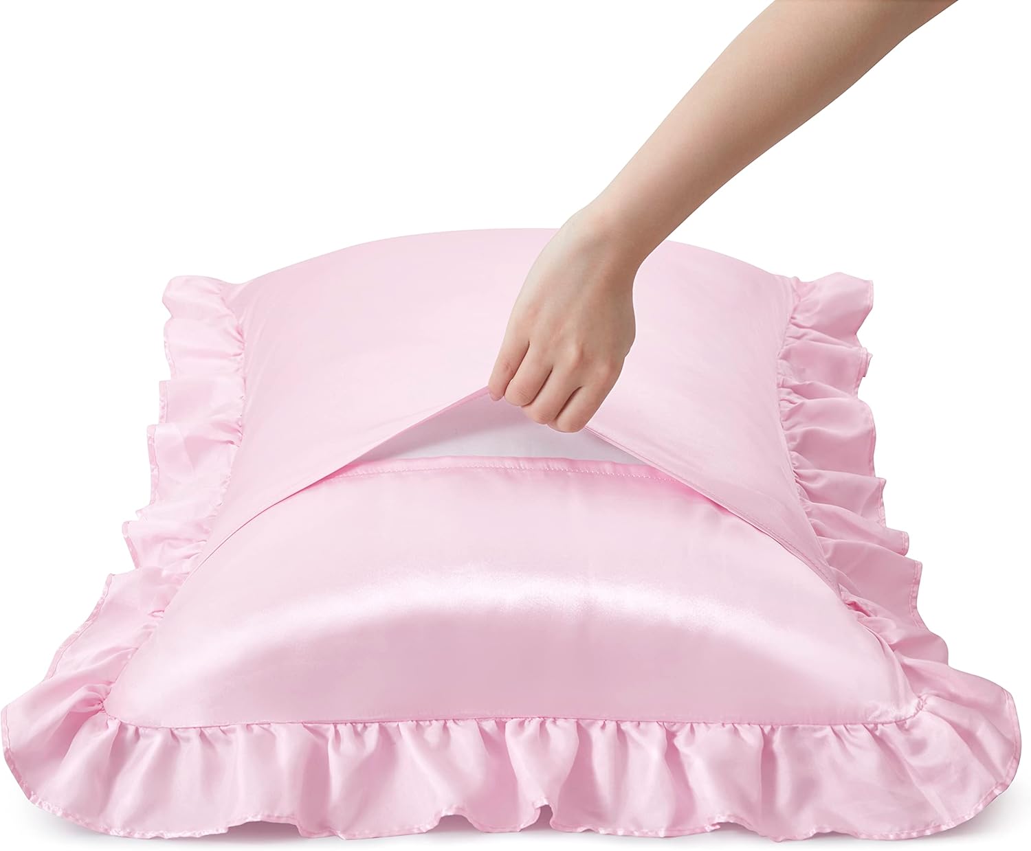 2Pcs Satin Ruffled Pillow Case - Satin Pillowcase Silk recensione e prezzo